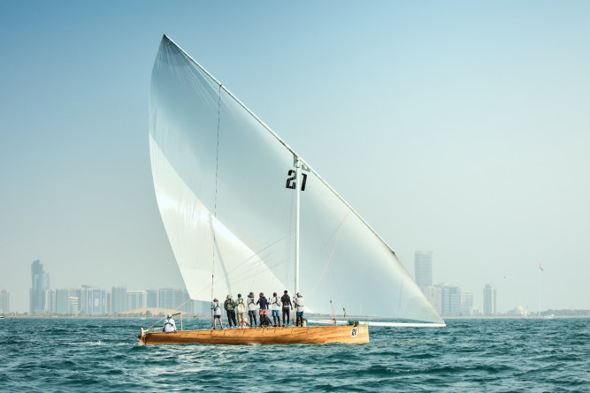 “Toofan” wins the Nouf Traditional Dhow Sailing Race in the 43-foot category.
