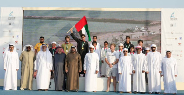 “‘Zilzal’ Wins the Al Qaffai 22-foot Sailing Dhows Race at Al Yasat Festival.”