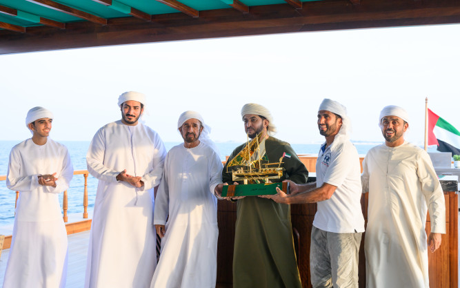 Hamdan bin Zayed honours Dhow Zilzal champion of 5th Historic Dalma Race Festival
